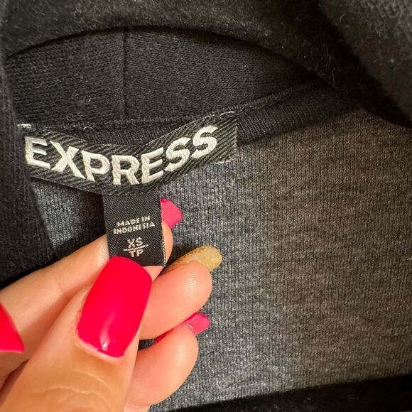 Express Black Gray Stretchy Open Collared Cardigan Sweater XS - Picture 3 of 4